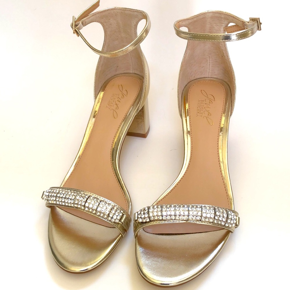 - NWOT Badgley Mischka Women’s Rhinestone dress shoes with ankle buckle-Si…